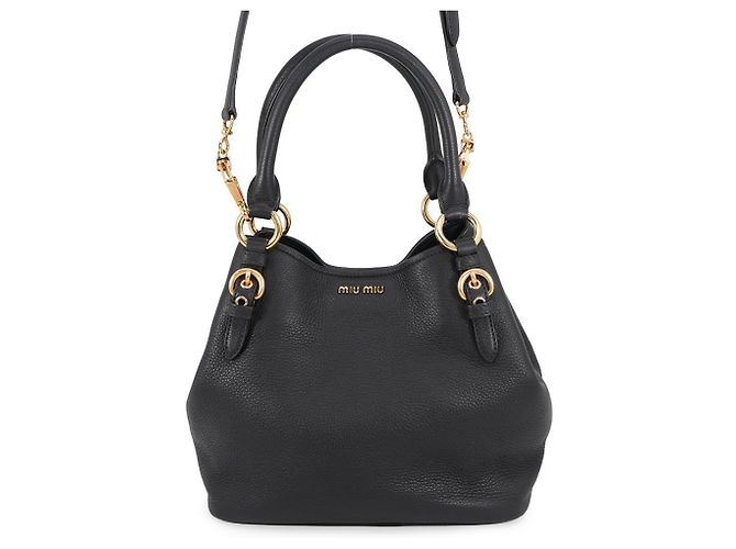 Borsa a mano in pelle Miu Miu Nero