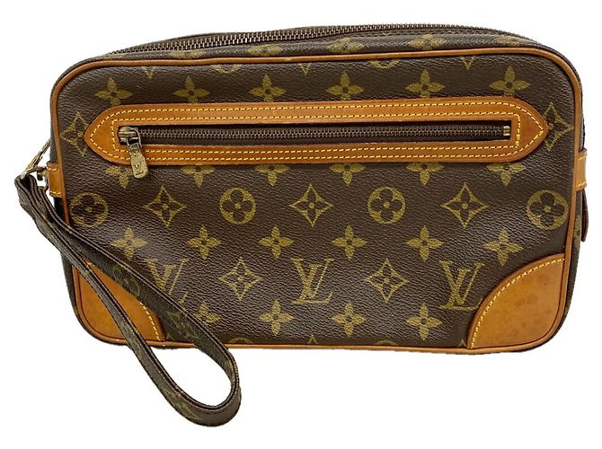Sac pochette Louis Vuitton Monogram Marly Dragonne GM Marron