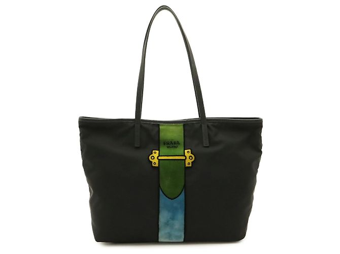Prada Velours Tote Bag mit Gürtel-Motiv
