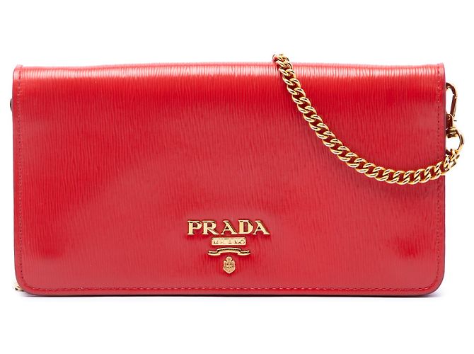 Portafoglio con catena Prada Red Vitello Move Rosso