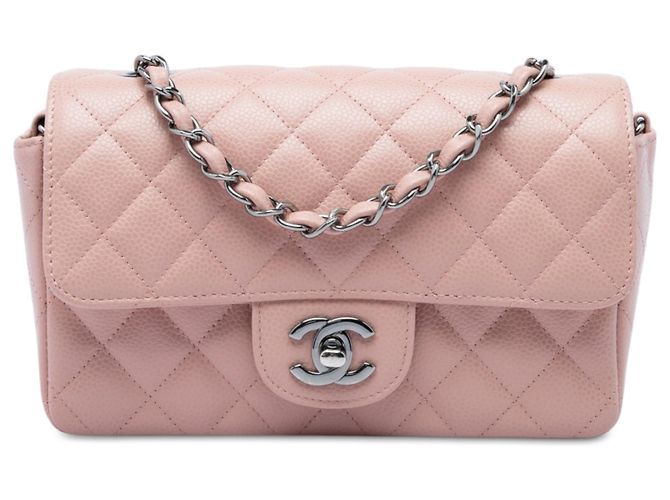 Chanel Pink Mini Rectangular Classic Caviar Single Flap