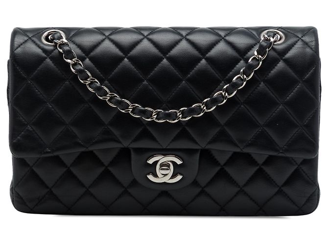 Chanel Black Medium Classic Lambskin Double Flap Noir