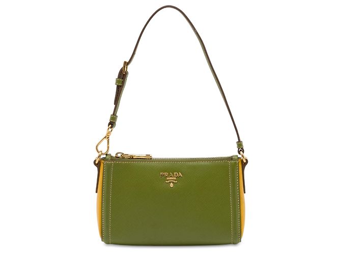 Prada Green Bicolor Saffiano Shoulder Bag