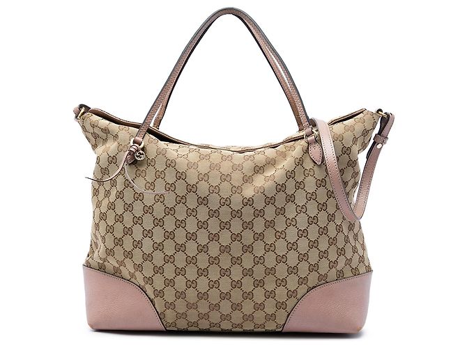 Bolsa Gucci Beige Large GG Canvas Bree Fold Over