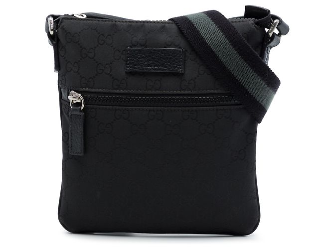 Borsa a tracolla Gucci in nylon GG nero con Web