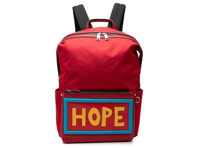 Fendi Red Nylon Vocabulary Hope Backpack
