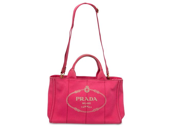 Tote Sac cabas Prada en toile Canapa rose avec logo