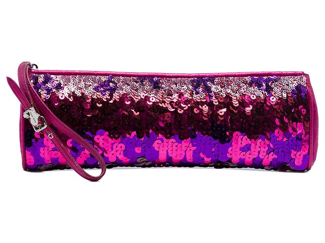 Pochette da polso Miu Miu in paillettes viola e pelle Porpora
