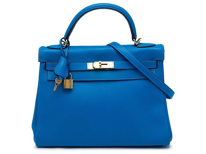 Hermès Blue Epsom Kelly II Retourne 32