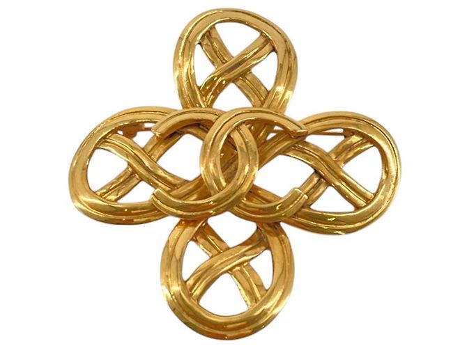 Chanel Gold CC Infinity Brosche vergoldet Golden