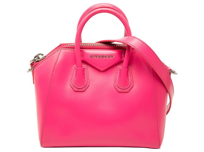 Bolsa Antigona Mini Shiny Lord em couro de bezerro rosa Givenchy