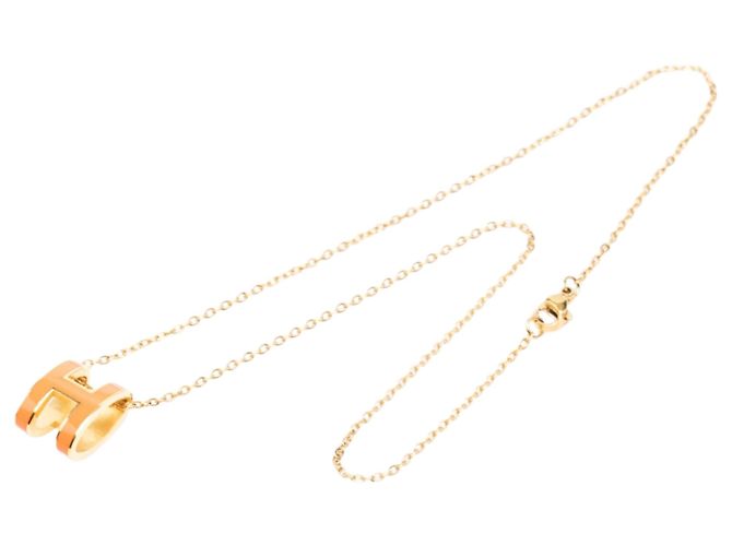 Collier pendentif Pop H émaillé plaqué or Hermès Gold