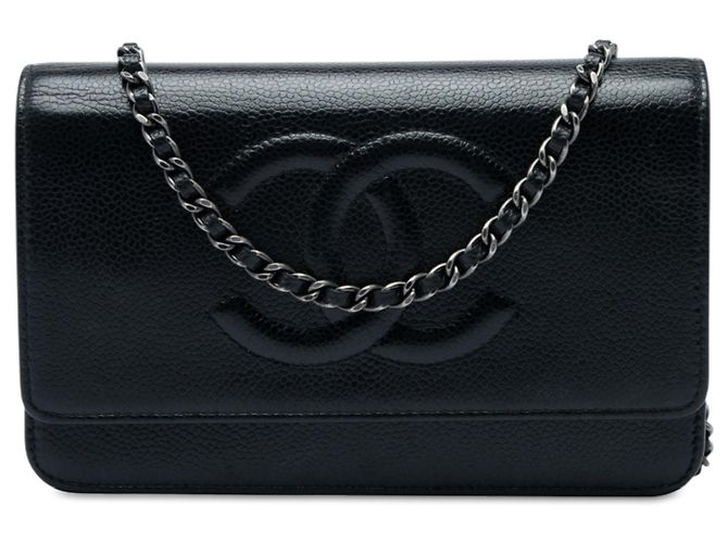 Chanel Black CC Caviar Timeless Wallet on Chain Nero
