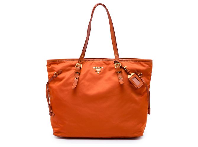 Tote Prada em Tessuto com acabamento em Saffiano Orange Laranja