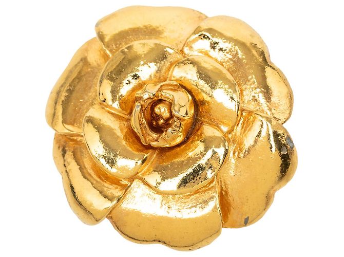 Broche Camélia Chanel plaquée or doré