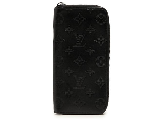 Portafoglio lungo Louis Vuitton Black Monogram Shadow Vertical Zippy Nero
