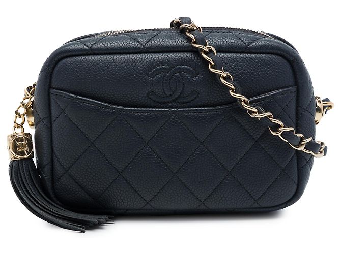 Bolso Chanel Mini Quilted Caviar Coco Tassel Camera Case Negro