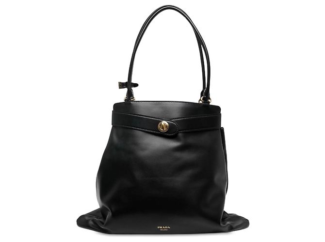Borsa a tracolla Prada Etude Softy in pelle di vitello nera Nero