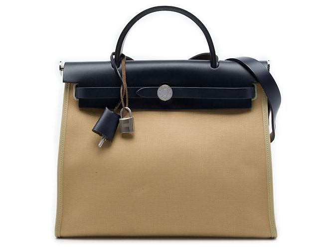 Hermès Beige Toile Herbag Zip 31 Bege