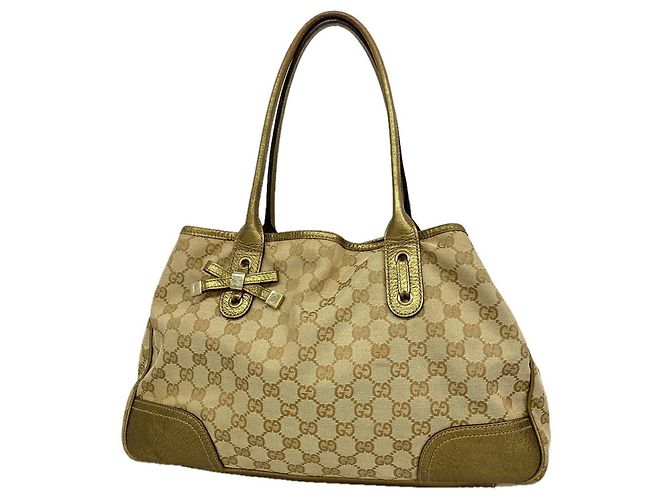 Saco Tote Gucci em lona bege