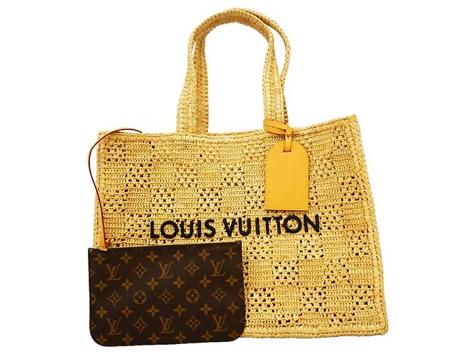 Saco Tote Louis Vuitton Damier Raffia Summer Shopper Bege