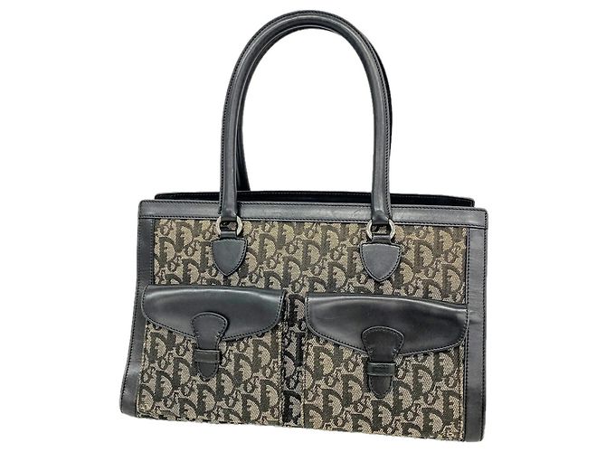 Sac cabas Christian Dior Trotter Canvas Noir Beige