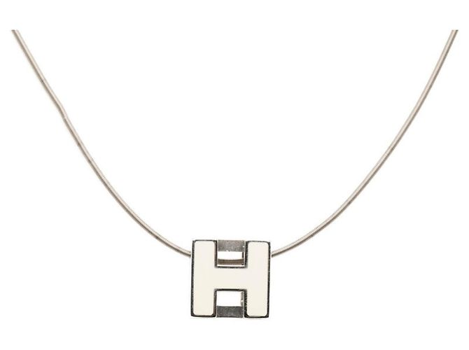Hermès Collana Hermes Cage d'H H-Cube Argento Bianco