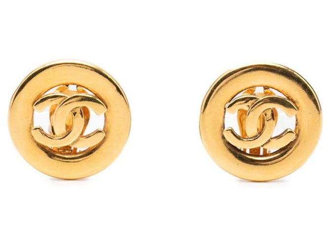 Chanel Gold Plated Coco Mark Clip-Ohrringe Golden