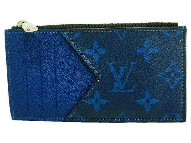 Portacarte e monete Louis Vuitton Taigarama Blu