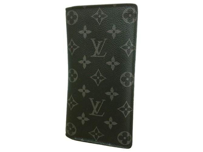 Louis Vuitton Monogram Eclipse Portefeuille Brazza Long Wallet Nero