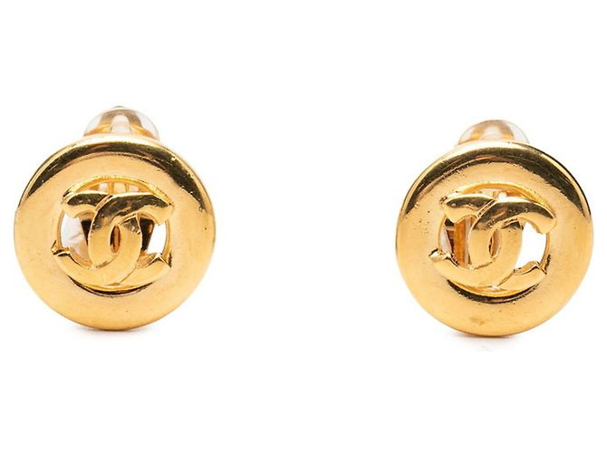 Boucles d'oreilles clips rondes Chanel Coco Mark Doré