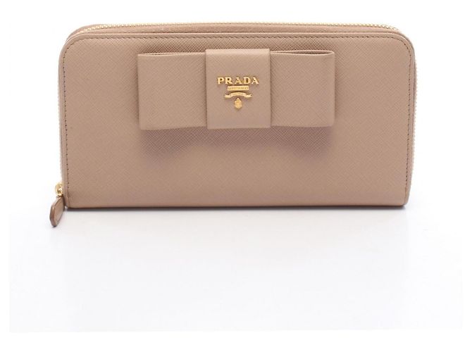 Portafoglio lungo rotondo Prada PRADA Ribbon Beige