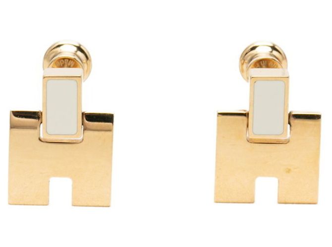 Hermès Pendientes de botón Hermes Eileen Blanco Dorado
