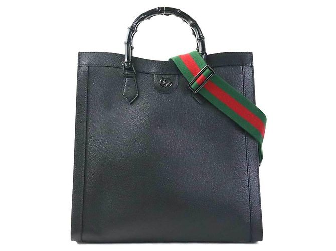 Borsa a mano/Borsa a tracolla Gucci Diana in pelle e bambù Nero