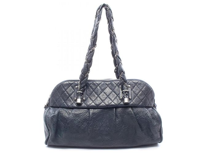 Chanel Lady Braid Large Tote Bag Navy blue
