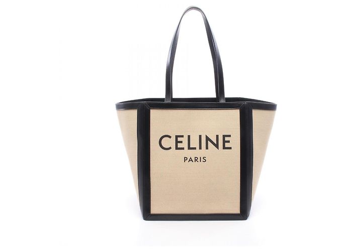 Céline Celine Large Square Cabas Tote Bag Schwarz Beige