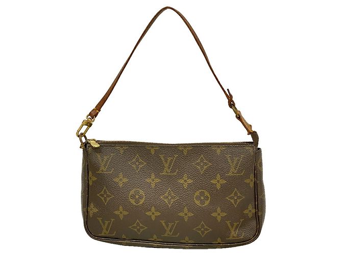 Louis Vuitton Monogram Pochette Accessoires Pouch Castaño