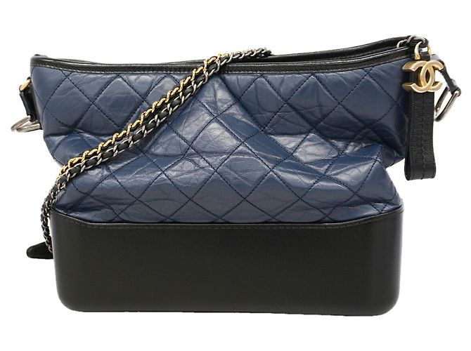 Borsa a tracolla Chanel Gabrielle Hobo Nero Blu navy