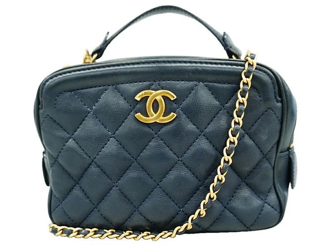Borsa a spalla con catena Chanel Matelassé Blu navy