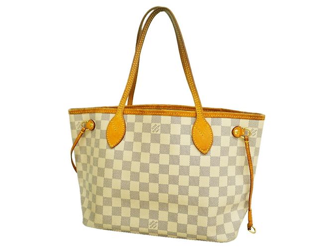 Bolso Tote Louis Vuitton Damier Azur Neverfull PM Blanco