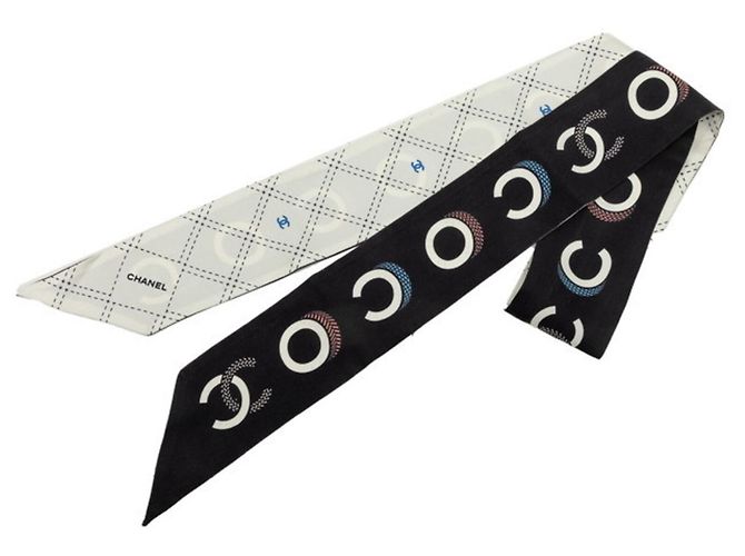 Sciarpa Chanel Coco Mark Nero Bianco
