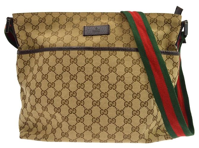 Gucci Web Zip GG Canvas Small Bege