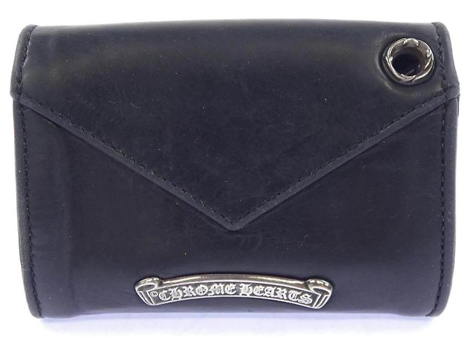 CHROME HEARTS TINY BJS Ledergeldbörse Schwarz
