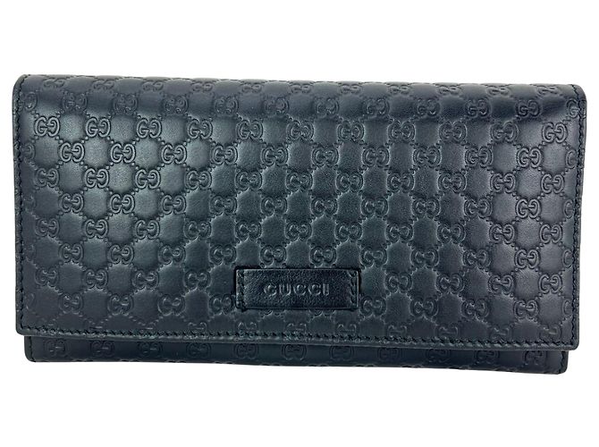Cartera larga Continental Gucci Micro Guccissima Negra Negro