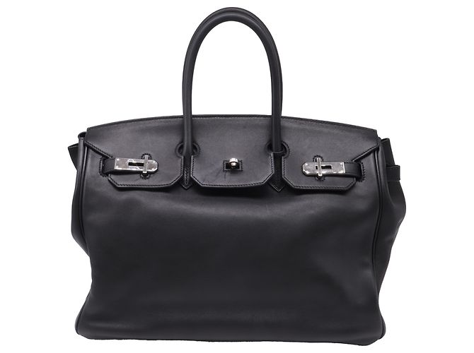 mala Hermès Birkin 35 em couro de bezerro preto