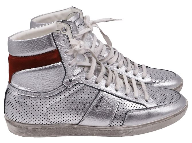 Autre Marque Sneakers alte Saint Laurent SL/10H in pelle argento