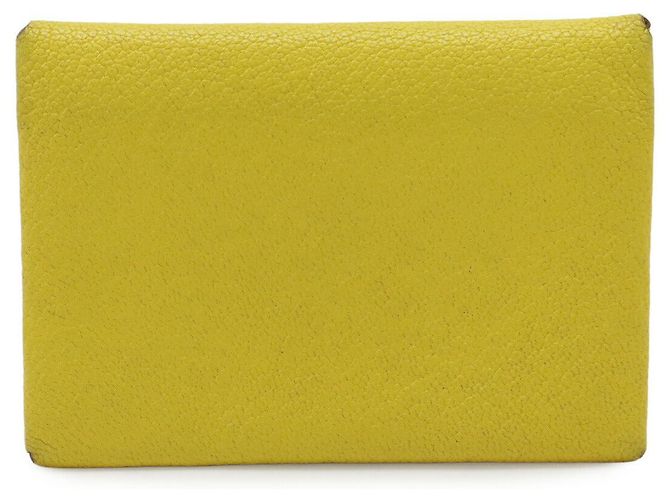 Hermès Hermes Calvi Duo Coin Card Case Yellow
