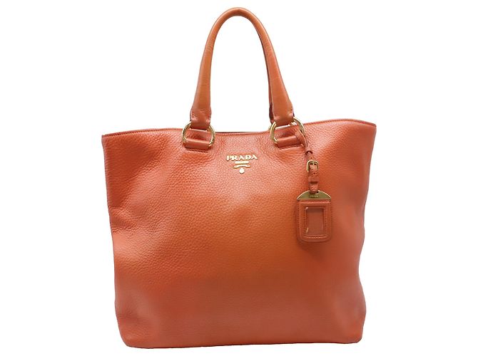Bolso Tote Prada en piel naranja
