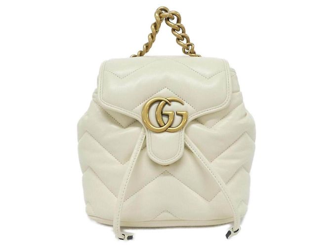Gucci GG Marmont Leder-Rucksack Weiß