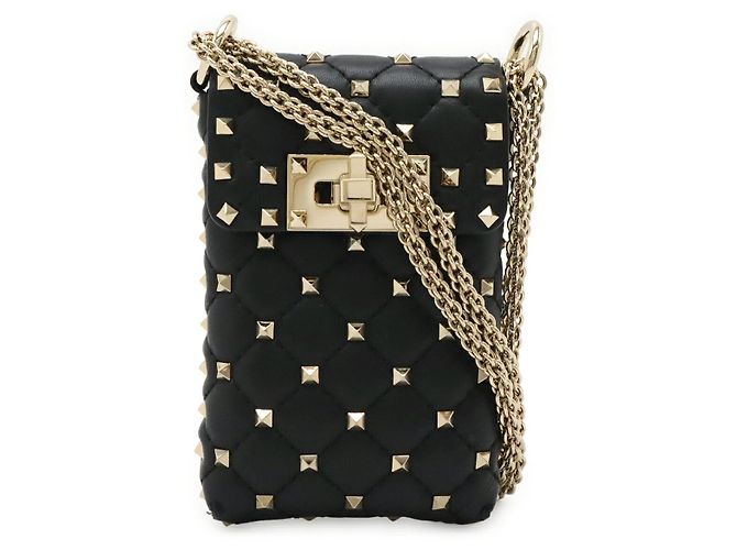 Valentino Garavani Bolso porta-móvil 2WAY de piel Valentino Rockstud Negro